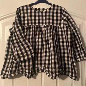 Girl’s boutique black & white checkered shirt